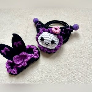 Handmade Crochet Hair Tie Set - Cute Character Design